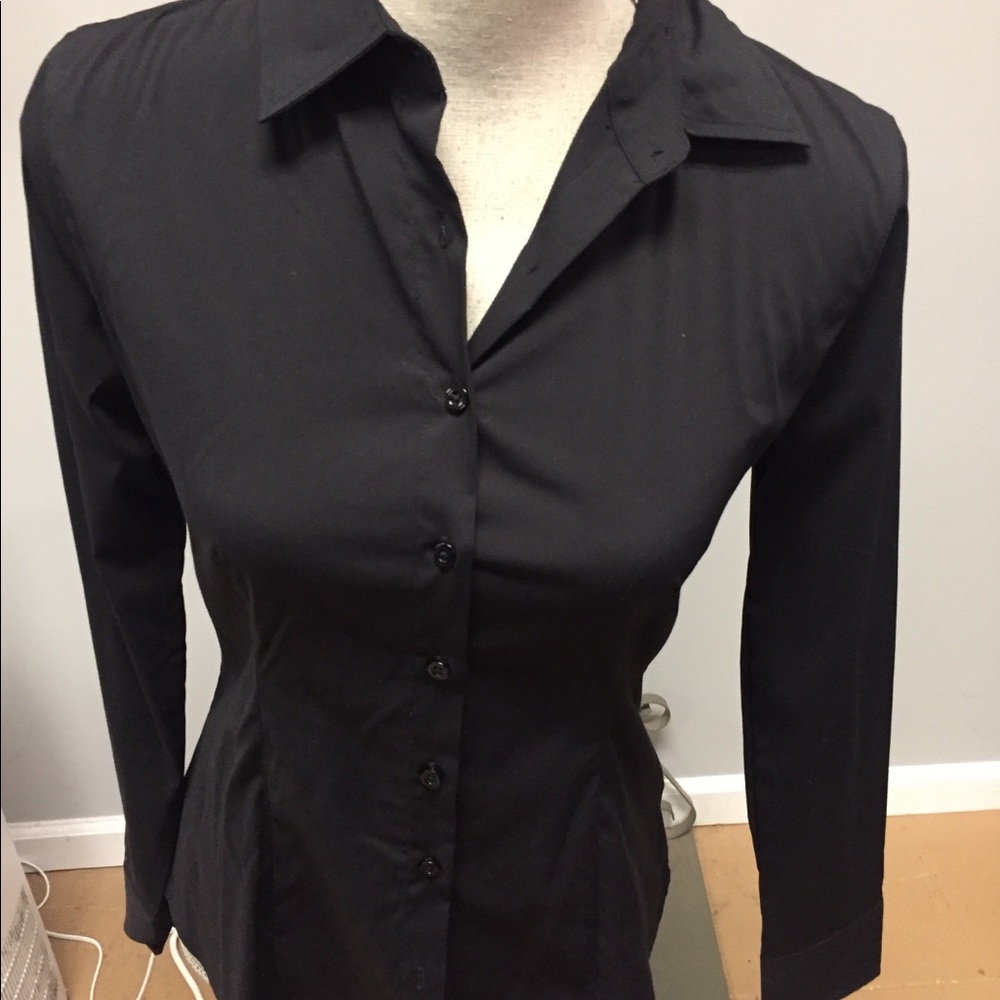Boston Proper Black Button Down Shirt Size 2